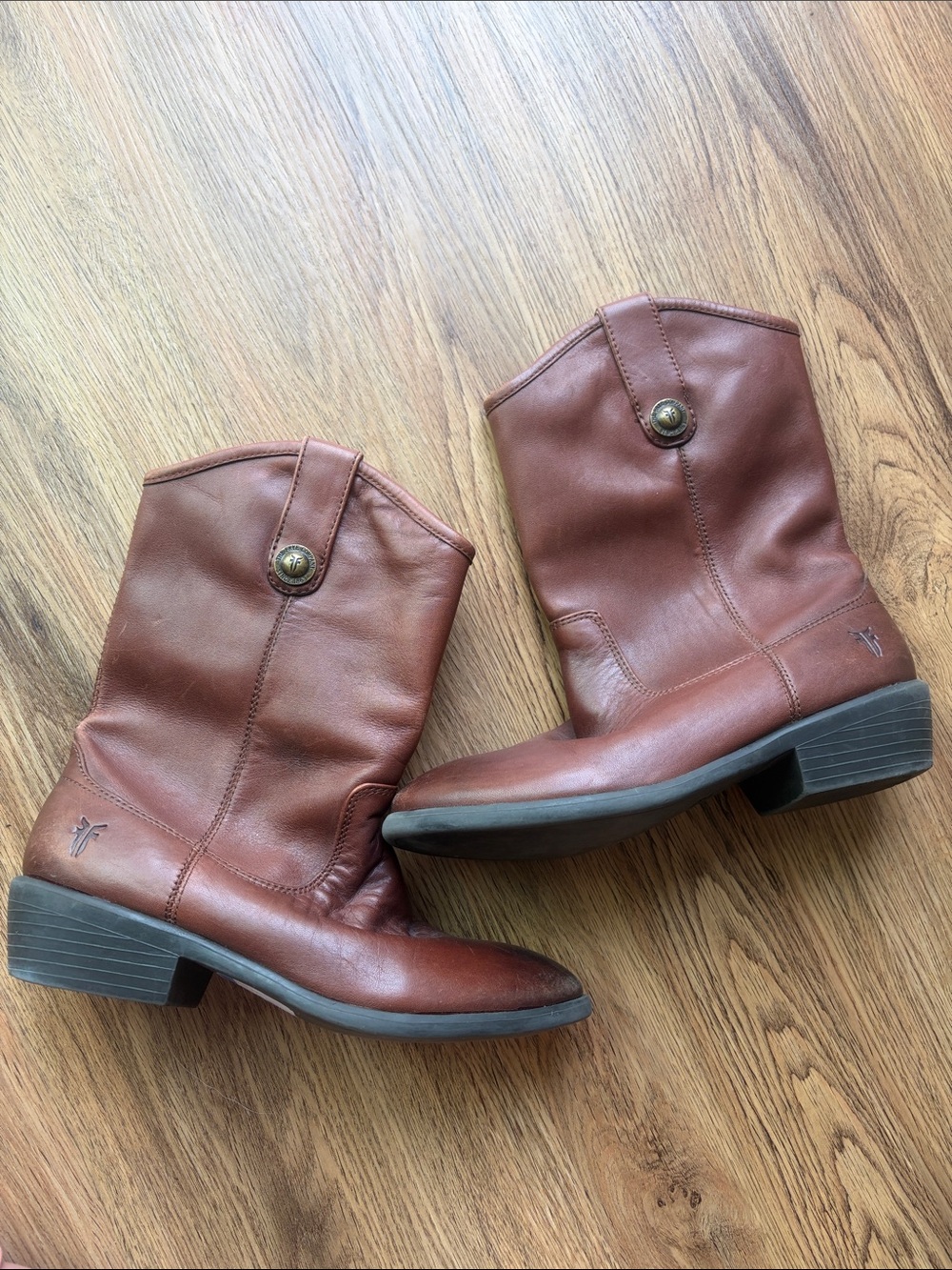 Frye Kids Brown Leather Pull-On Mid-Calf Boots